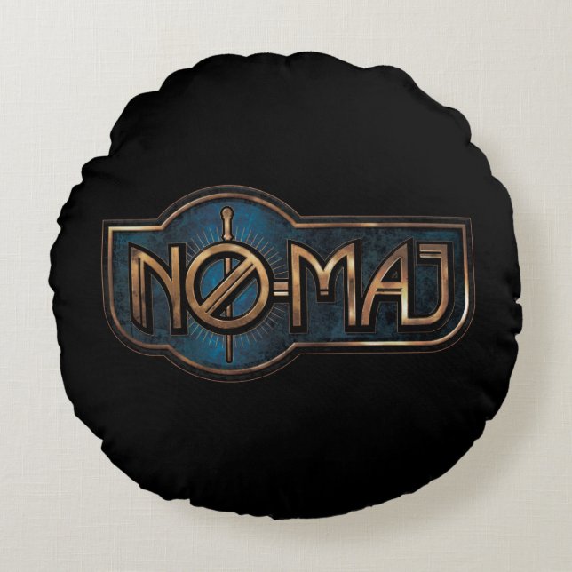 Coussins Ronds Badge NO-MAJ™ en or et marbre (Devant)