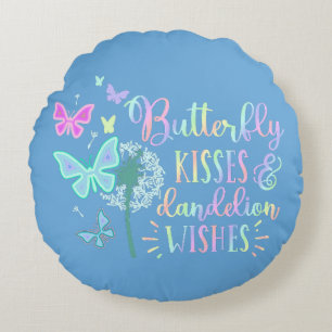 Coussins Ronds Baisers de papillon Vœux de pissenlit Personnalisé