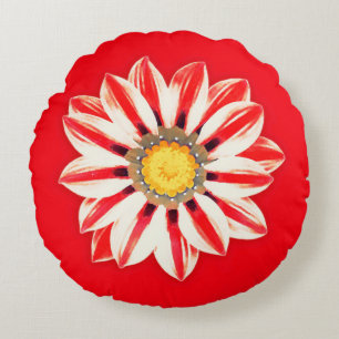 Coussins Ronds Baisy africain / Gazania - Barrage rouge et blanc