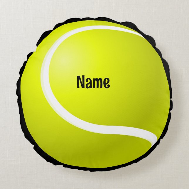 Coussins Ronds Bal de tennis avec nom (Devant)