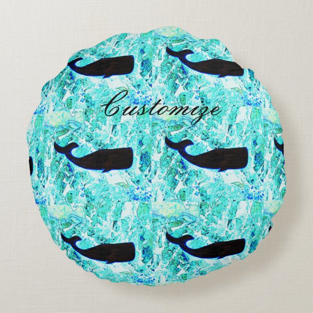 Coussins Ronds baleines noires bleu Thunder_Cove (Dos)