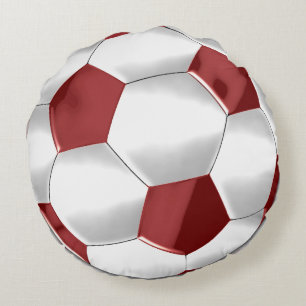 Coussins Ronds Balle de football rouge et blanc