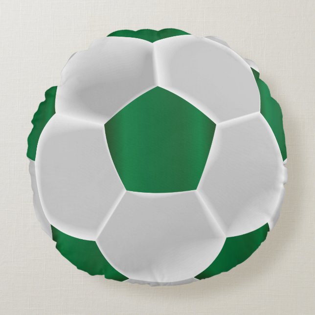 Coussins Ronds Balle de soccer verte et blanche (Devant)