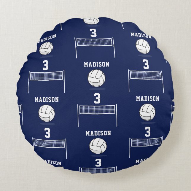 Coussins Ronds Balle de volley-ball personnalisée et Motif Net (Devant)