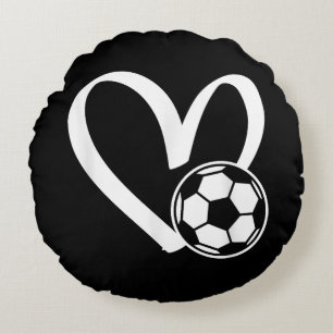 Coussins Ronds Ballon de Football Cœur