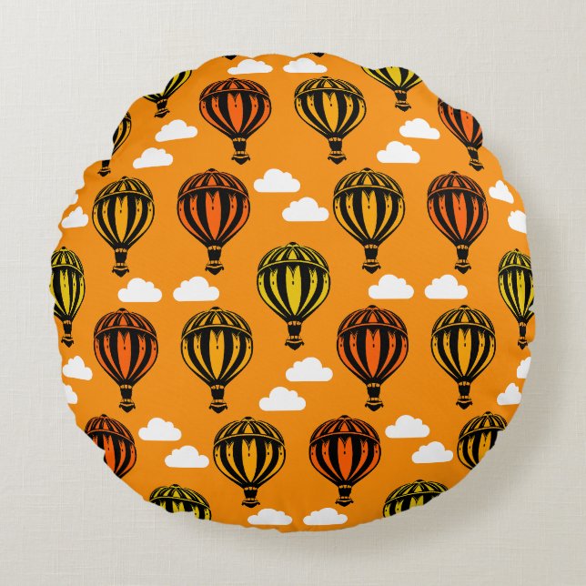 Coussins Ronds Balloon à air chaud avec modèle (Devant)