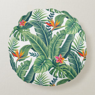 Coussins Ronds Banane tropicale Monstera Palm Feuilles & Fleurs