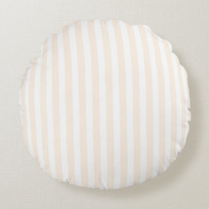 Coussins Ronds Bande de bonbons beige et blanche