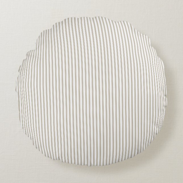 Coussins Ronds Bande de cueillette beige et blanche (Devant)