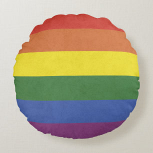 Coussins Ronds Bandes arc-en-ciel