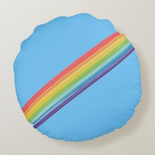 Coussins Ronds Bandes arc-en-ciel diagonales