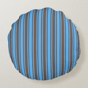 Coussins Ronds Bandes de bonbons Brown et bleues