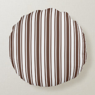 Coussins Ronds Bandes de bonbons brun et blanc chocolat