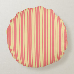 Coussins Ronds Bandes de bonbons corail et jaune