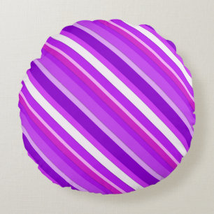 Coussins Ronds Bandes de bonbons en couches - violet et orchidée