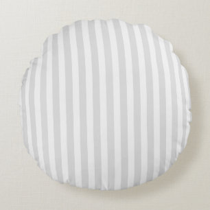Coussins Ronds Bandes de bonbons gris clair et blanc