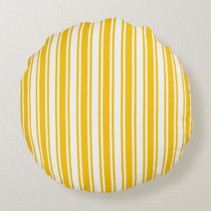 Coussins Ronds Bandes de bonbons jaunes et blancs
