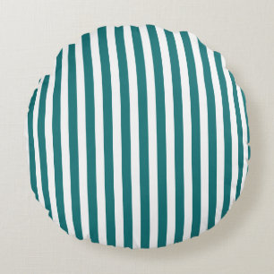 Coussins Ronds Bandes de bonbons turquoises et blanches