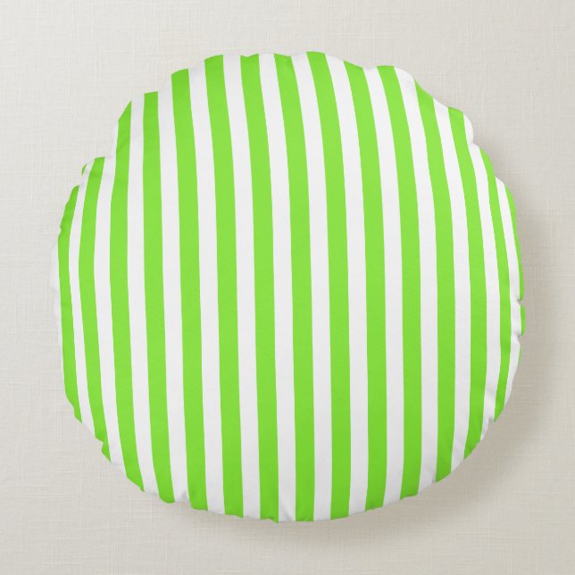 Coussins Ronds Bandes de bonbons vert et blanc de chaux (Devant)