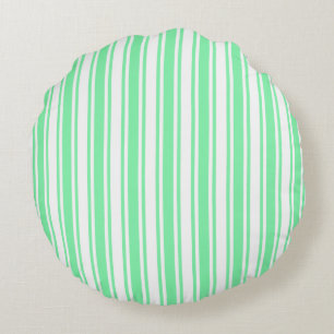 Coussins Ronds Bandes de bonbons vert et blanc pastel