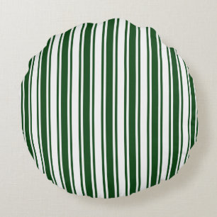 Coussins Ronds Bandes de bonbons vert foncé et blanc