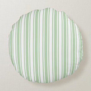 Coussins Ronds Bandes de bonbons vert pâle et blanc