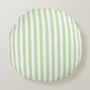 Coussins Ronds Bandes de bonbons vert pâle et blanc