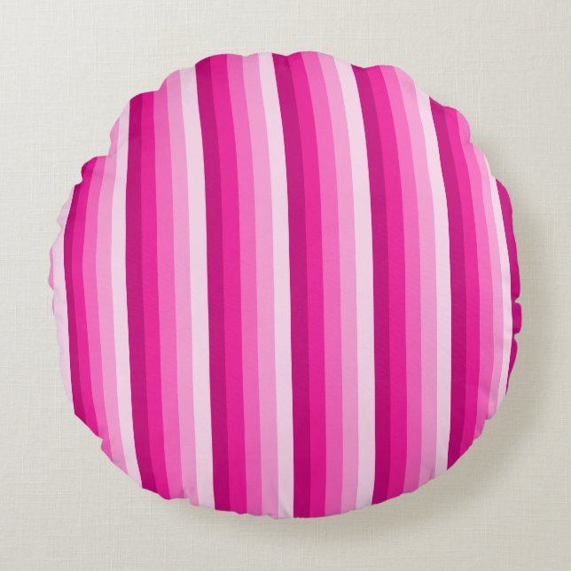 Coussins Ronds Bandes d'ombre rose chaud (Devant)
