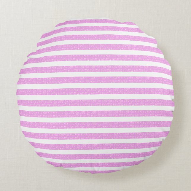 Coussins Ronds Bandes géométriques violettes claires (Devant)