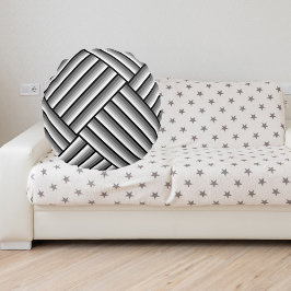 Coussins Ronds Bandes modernes en noir, blanc et gris - cool