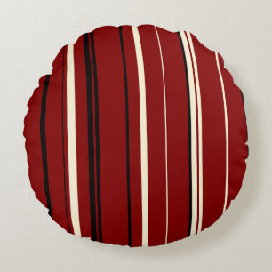 Coussins Ronds Bandes noires rouges et blanches