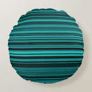 Coussins Ronds Bandes noires turquoises