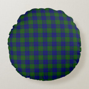 Coussins Ronds Barclay tartan bleu vert carreau