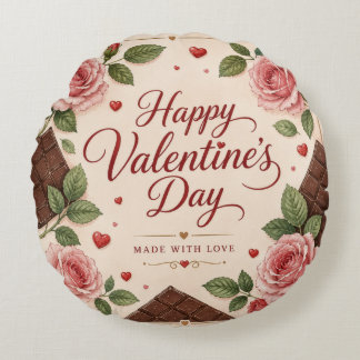 Coussins Ronds Barres de chocolat Roses roses Saint-Valentin