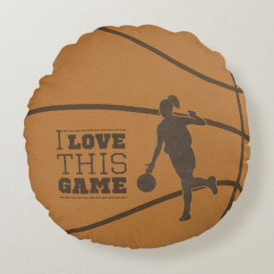Coussins Ronds Basket-ball Girl Game Love Round Throw Pillow