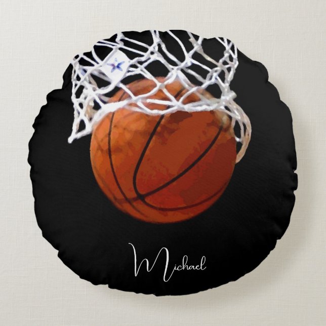 Coussins Ronds Basket-ball Votre nom (Devant)