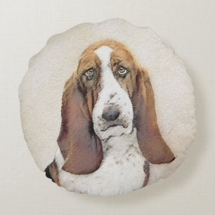 Coussins Ronds Basset Hound Peinture - Cute Original Chien Art