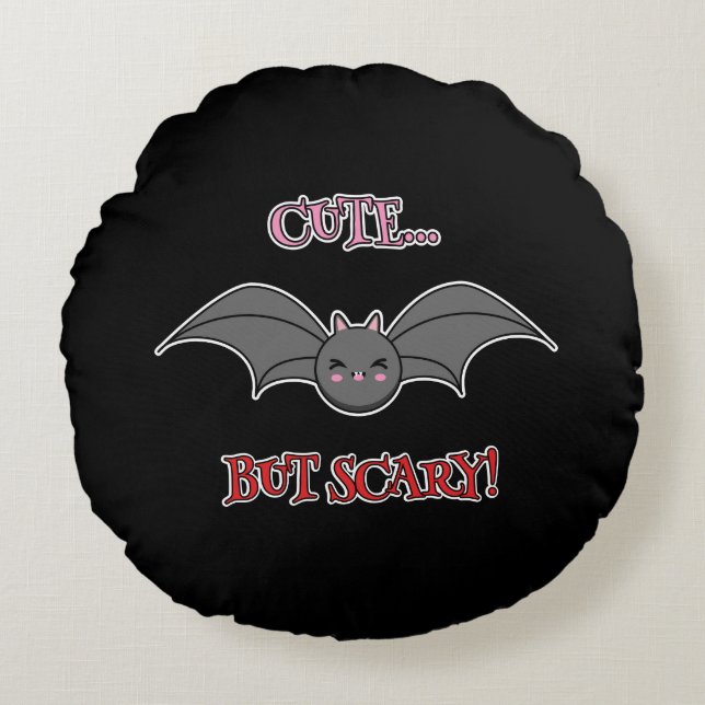 Coussins Ronds Bat mignonne mais effrayant (Devant)