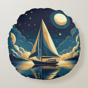 Coussins Ronds Bateau à voile la nuit