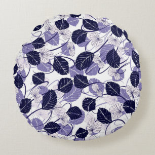 Coussins Ronds Batik Purple Feuilles et vignes Motif d'illustrati