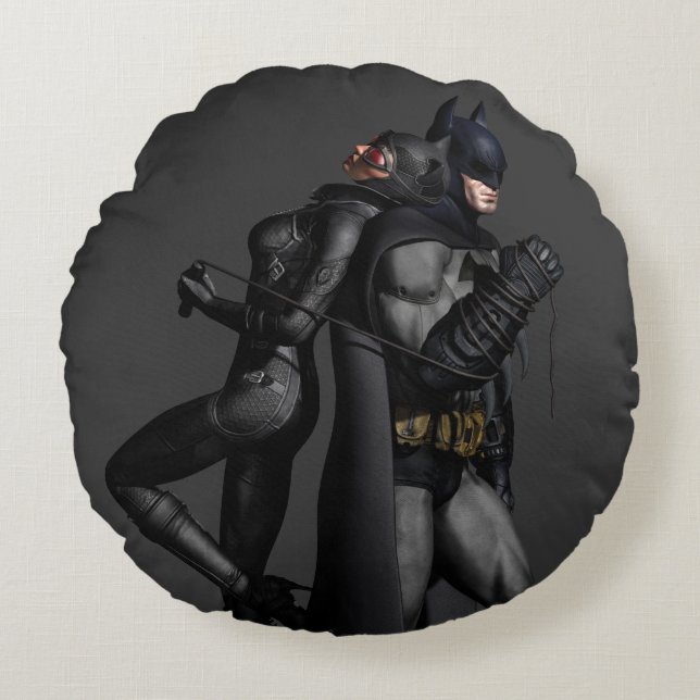 Coussins Ronds Batman Arkham City | Batman et Catwoman (Devant)