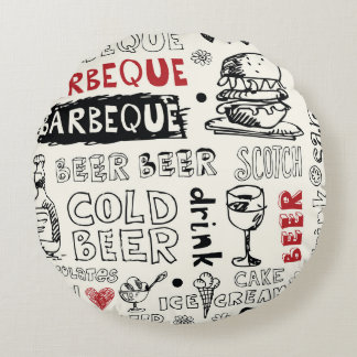 Coussins Ronds BBQ fou : Art de gribouillis