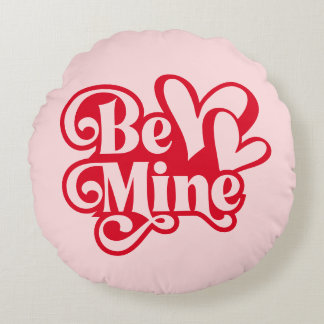 Coussins Ronds Be Mine Personalized Retro Pink Valentine