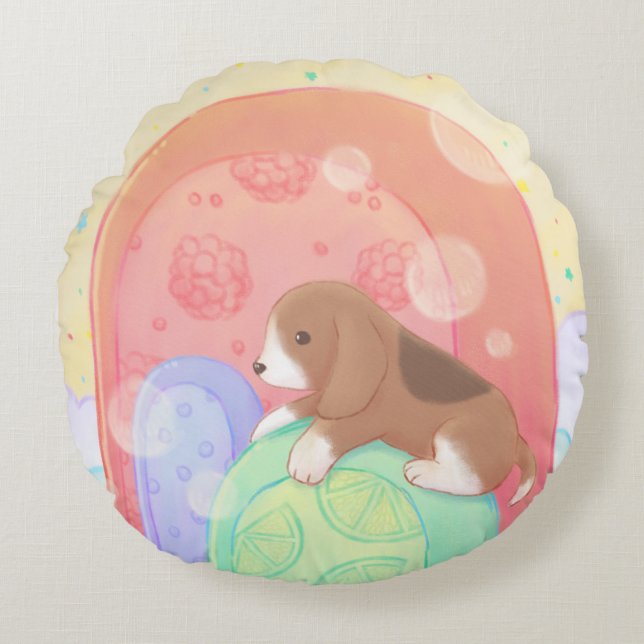 Coussins Ronds Beagle & Popsicles (Devant)