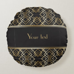 Coussins Ronds Beau, art déco, motif, gris, beige, 1920, rétro, c