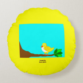 Coussins Ronds Beau matin Oiseau jaune rond Oreille