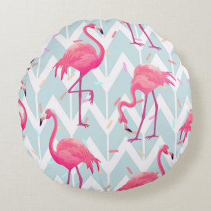Coussins Ronds Beau motif tropical transparent avec flamme rose