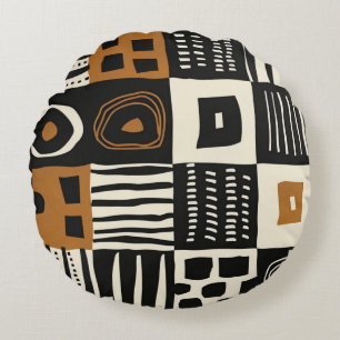 Coussins Ronds Beau tissu ethnique de boue africaine Imprimer