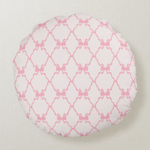 Coussins Ronds Bébé Bow Trellis rose Bella Ribbon