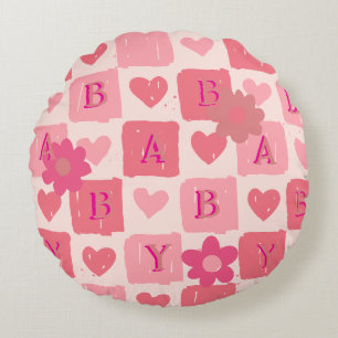 Coussins Ronds Bébé coeur rose Lève oreiller